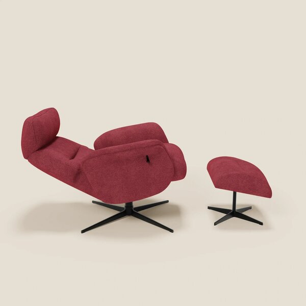 Lunor Poltrona relax reclinabile con pouf poggia-piedi in tessuto bouc
