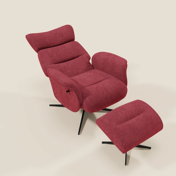 Lunor Poltrona relax reclinabile con pouf poggia-piedi in tessuto bouc