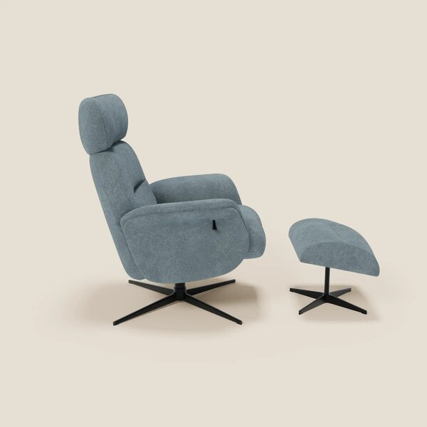 Lunor Poltrona relax reclinabile con pouf poggia-piedi in tessuto bouc
