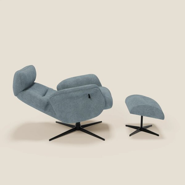 Lunor Poltrona relax reclinabile con pouf poggia-piedi in tessuto bouc