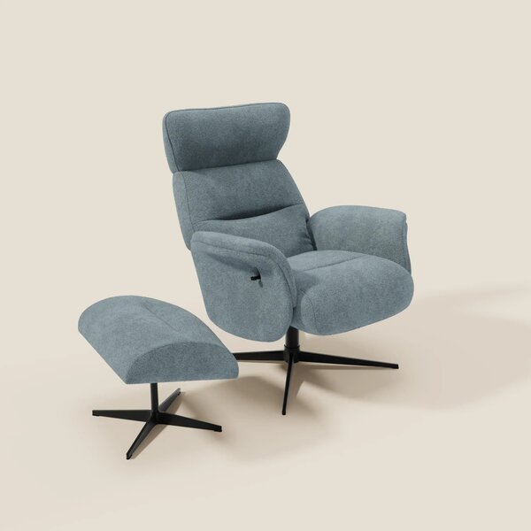 Lunor Poltrona relax reclinabile con pouf poggia-piedi in tessuto bouc