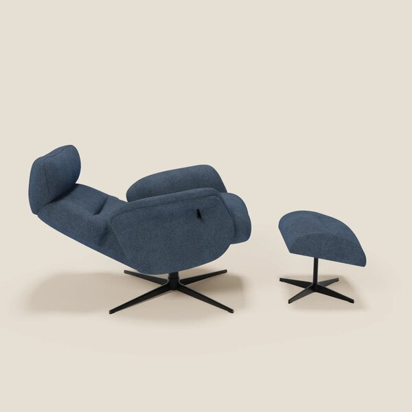 Lunor Poltrona relax reclinabile con pouf poggia-piedi in tessuto bouc