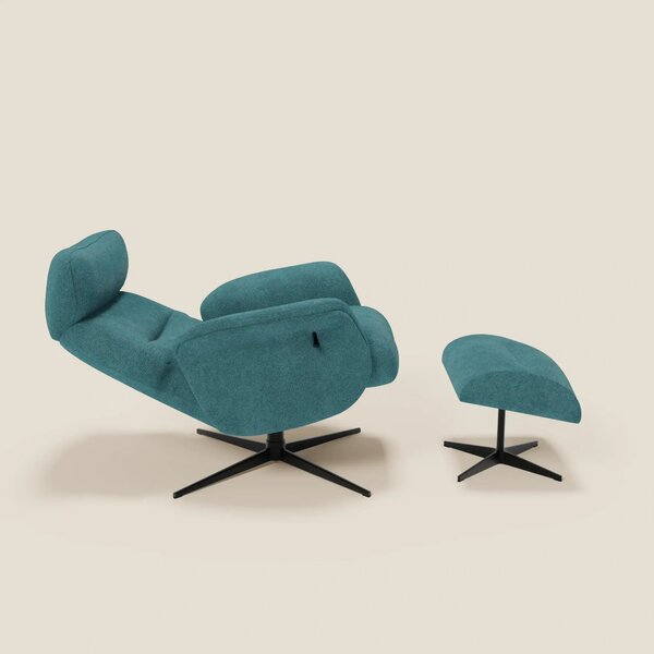 Lunor Poltrona relax reclinabile con pouf poggia-piedi in tessuto bouc