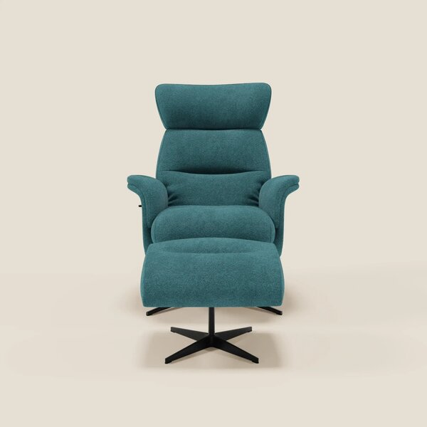 Lunor Poltrona relax reclinabile con pouf poggia-piedi in tessuto bouc
