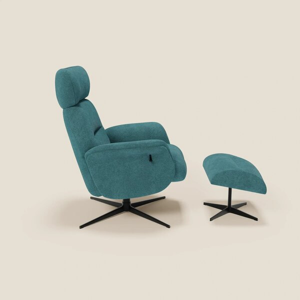 Lunor Poltrona relax reclinabile con pouf poggia-piedi in tessuto bouc
