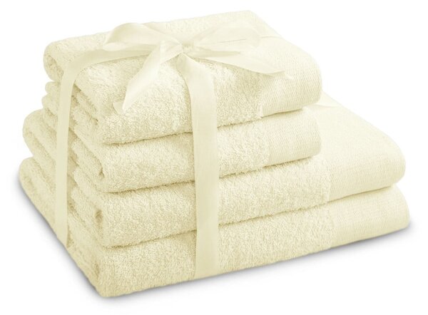 Set di asciugamani per viso e corpo tipo terry color crema in cotone 4 pz Amari – Restilo