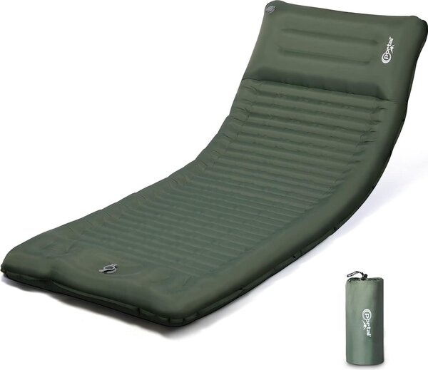 Materasso da campeggio per una persona di 10 cm di spessore con pompa a pedale, materasso gonfiabile per campeggio, tenda o letto ad aria da campeggio per adulti - leggero e portatile