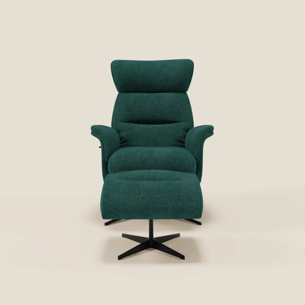 Lunor Poltrona relax reclinabile con pouf poggia-piedi in tessuto bouc
