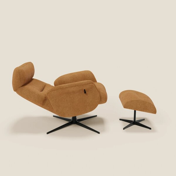Lunor Poltrona relax reclinabile con pouf poggia-piedi in tessuto bouc