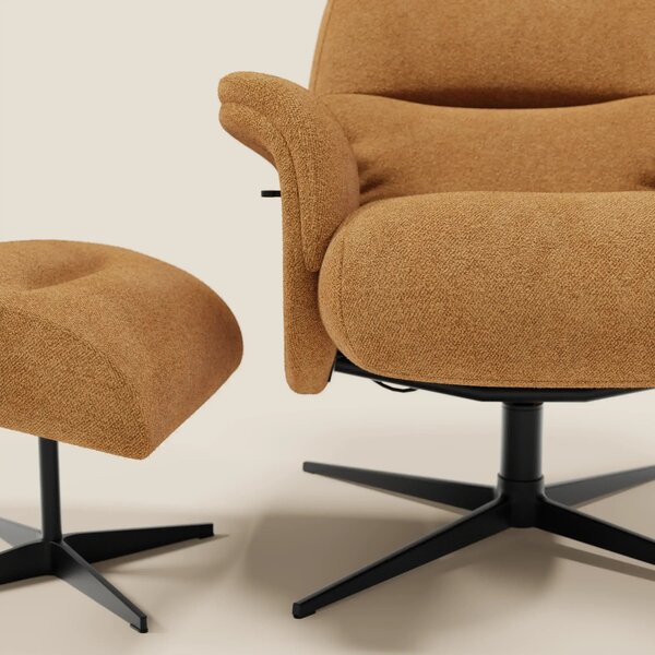 Lunor Poltrona relax reclinabile con pouf poggia-piedi in tessuto bouc