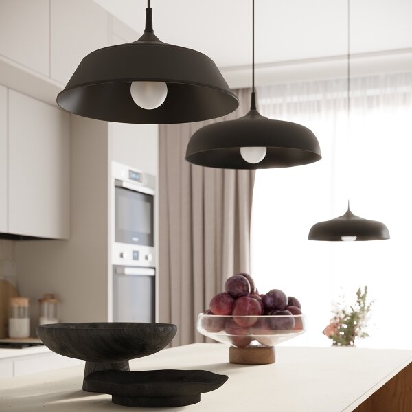 Sollux SL.1330 - Lampadario a sospensione con filo GINA 1xE27/15W/230V diametro 38 cm nero