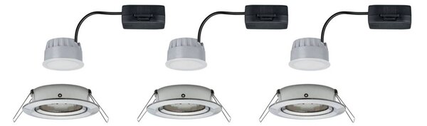 Paulmann Nova Coin, faretto a 3 luci rotondo orientabile, finitura ferro dimmerabile, Alluminio / Grigio / Zincato, Corridoio, Alluminio, Moderno, Faretto da incasso