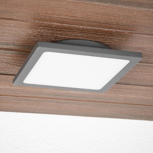 Lucande plafoniera LED da esterni Mabella, 23 cm, sensore, IP65 Mabella, Nero, Alluminio, Moderno, Plafoniere LED