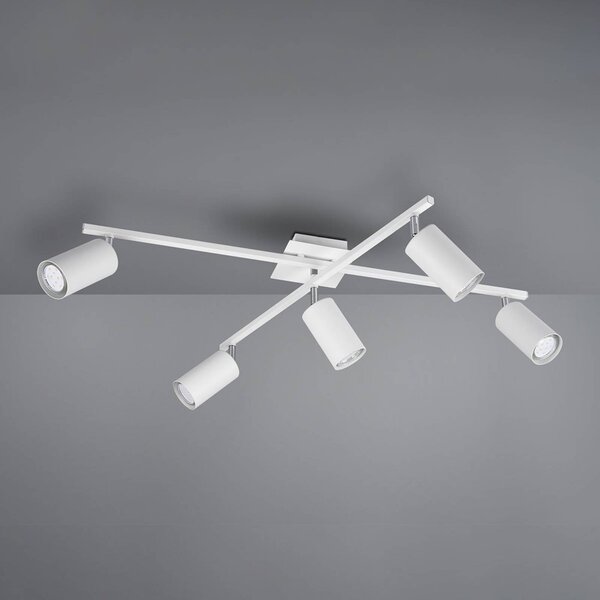 Trio Lighting Faretto da soffitto Marley bianco opaco a 5 luci Marley, dimmerabile, Bianco / Opale, Soggiorno / Sala da pranzo, Metallo, Moderno, Faretto alogeno