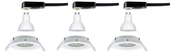 Paulmann 3 faretti Nova rotondi orientabili/dimmerabili, bianchi Nova, dimmerabile, Bianco / Opale, Corridoio, Alluminio, Moderno, Faretto da incasso