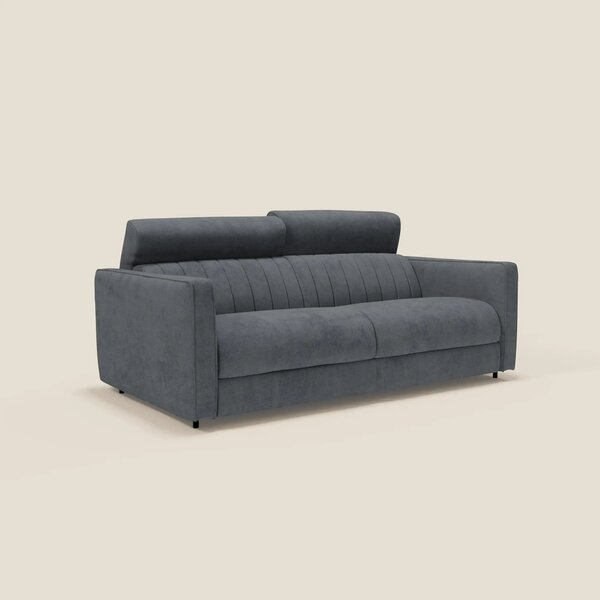 Nivon Divano letto moderno materasso H16 cm con poggiatesta in tessuto