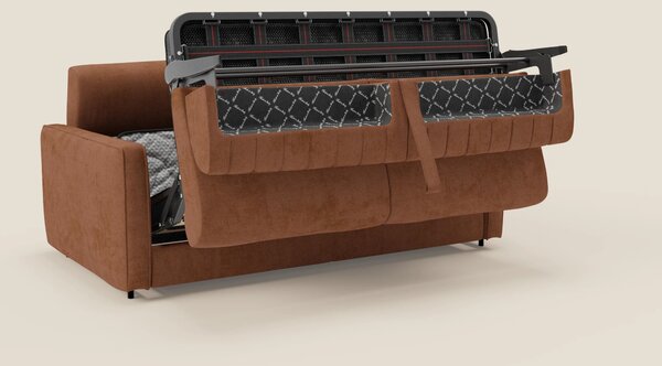 Nivon Divano letto moderno materasso H16 cm con poggiatesta in tessuto
