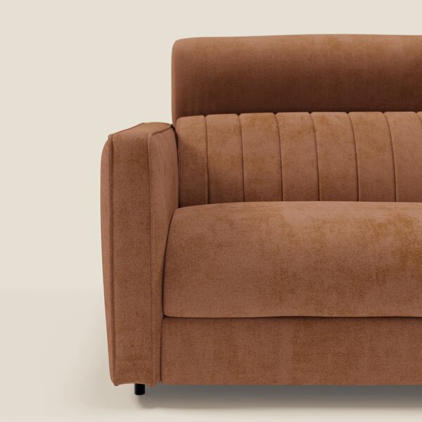 Nivon Divano letto moderno materasso H16 cm con poggiatesta in tessuto