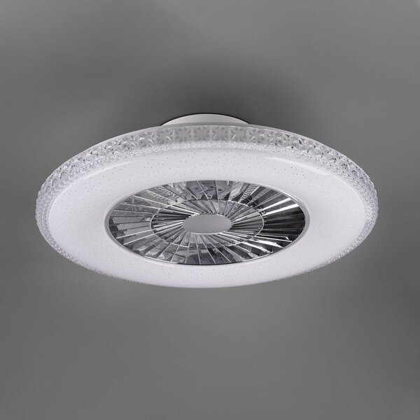 Reality Leuchten Ventilatore a pale LED Harstad, telaio cristallo