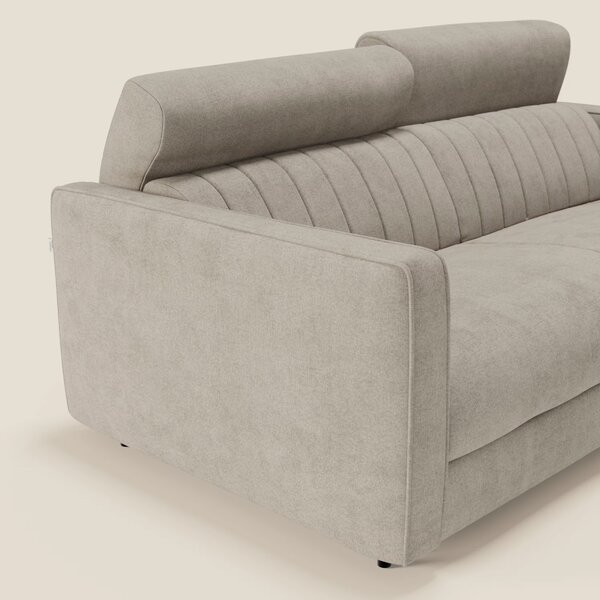 Nivon Divano letto moderno materasso H16 cm con poggiatesta in tessuto