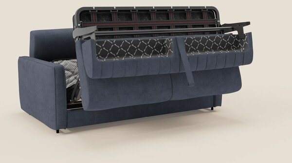 Nivon Divano letto moderno materasso H16 cm con poggiatesta in tessuto
