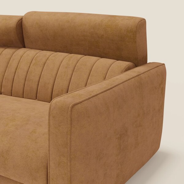 Nivon Divano letto moderno materasso H16 cm con poggiatesta in tessuto