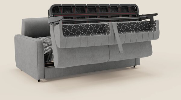 Nivon Divano letto moderno materasso H16 cm con poggiatesta in tessuto
