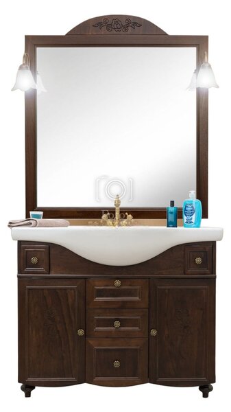 MOBILI 2G - MOBILE BAGNO 108 CM IN LEGNO LAVABO 2 CASSETTI 2 PORTE