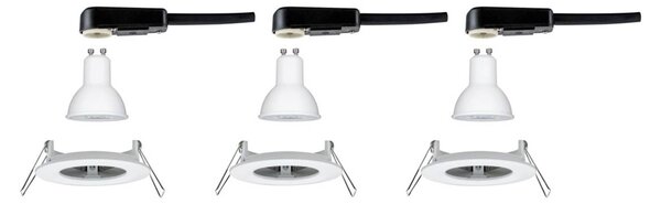 Paulmann Nova, faretto triplo rotondo fisso, bianco, IP44, GU10 dimmerabile, Bianco / Opale, Corridoio, Alluminio, Moderno, Faretto da incasso
