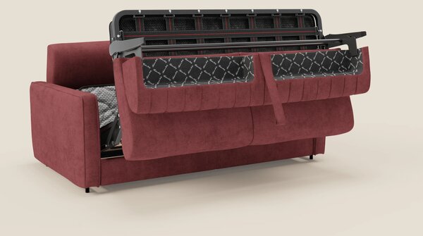 Nivon Divano letto moderno materasso H16 cm con poggiatesta in tessuto