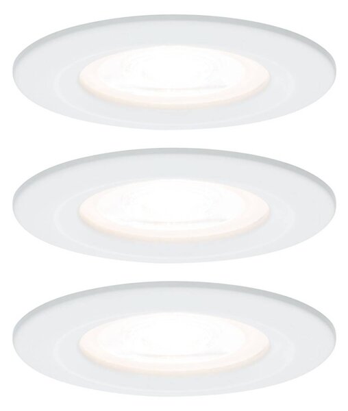 Paulmann Nova, faretto triplo rotondo fisso, bianco, IP44, GU10 dimmerabile, Bianco / Opale, Corridoio, Alluminio, Moderno, Faretto da incasso