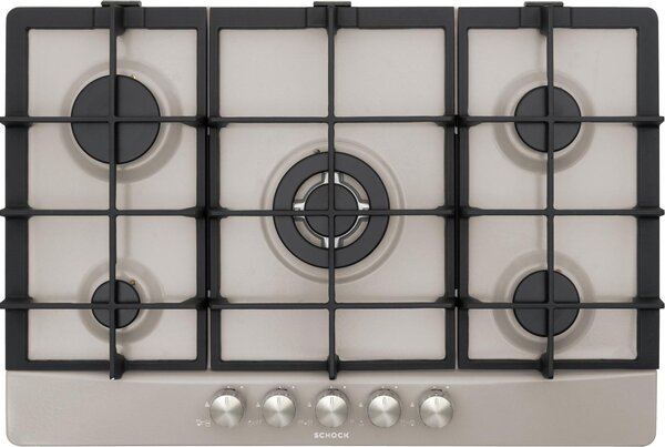 SCHOCK Piano Cottura 5 Fuochi a Gas 74 cm (1 Bruciatore Tripla Corona) colore Grigio Tortora - STP855H42 Primus PC75