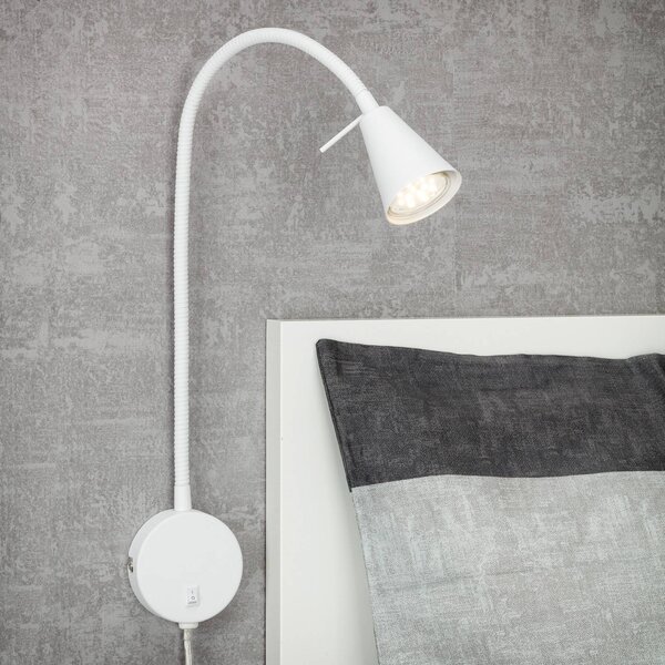 Briloner Applique da parete a LED Tusa, Bianco / Opale, Camera da letto, Metallo, Moderno, Applique a LED