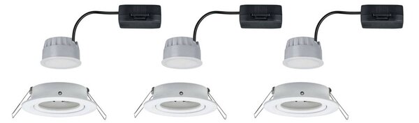 Paulmann Nova Coin, faretto a 3 luci rotondo orientabile, bianco opaco dimmerabile, Bianco / Opale, Corridoio, Alluminio, Moderno, Faretto da incasso