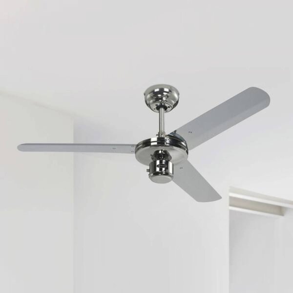 Westinghouse Ventilatore da soffitto Industrial cromato, silenzioso, 122 cm, Cromo / Argento, Metallo, Moderno
