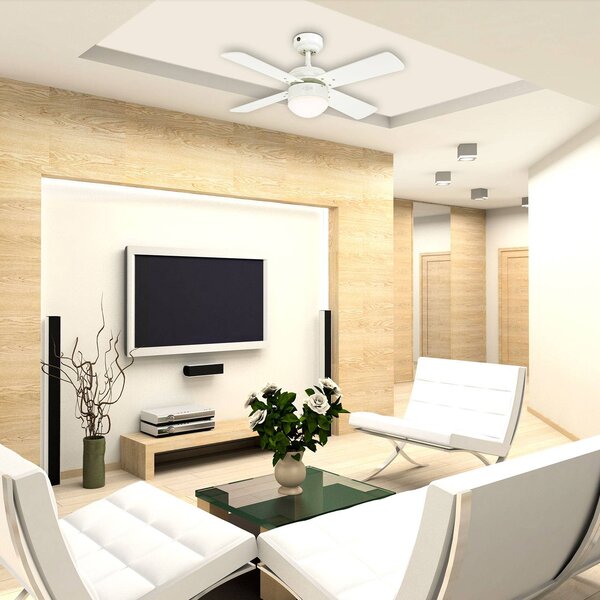 Westinghouse Ventilatore da soffitto Colosseum Colosseum, dimmerabile, Bianco / Opale, Soggiorno / Sala da pranzo, Legno