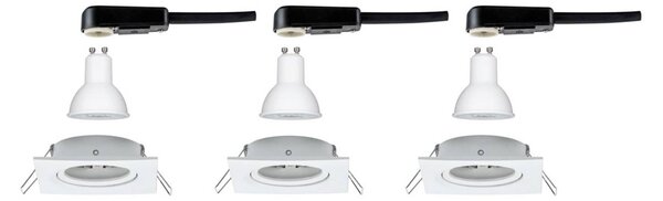 Paulmann 3 faretti Nova angolari orientabili/ dimmerabili, bianco Nova, dimmerabile, Bianco / Opale, Corridoio, Alluminio, Moderno, Faretto da incasso