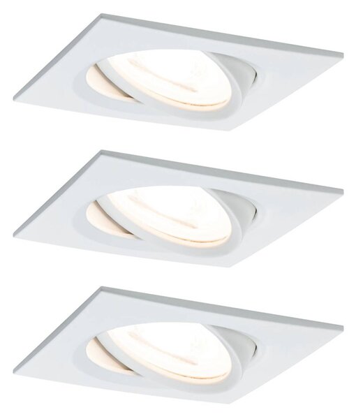 Paulmann 3 faretti Nova angolari orientabili/ dimmerabili, bianco Nova, dimmerabile, Bianco / Opale, Corridoio, Alluminio, Moderno, Faretto da incasso