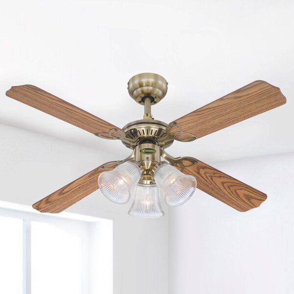 Westinghouse Princess Trio ventilatore con luce PRINCESS, Legno scuro, Soggiorno / Sala da pranzo, Plastica, Moderno
