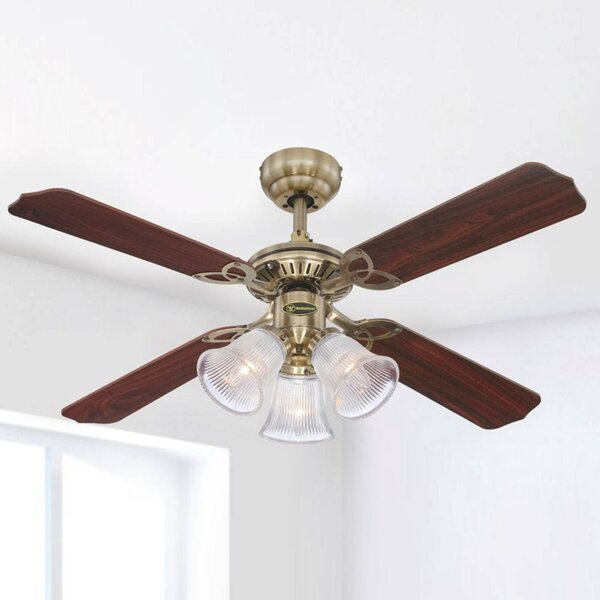 Westinghouse Princess Trio ventilatore con luce PRINCESS, Legno scuro, Soggiorno / Sala da pranzo, Plastica, Moderno