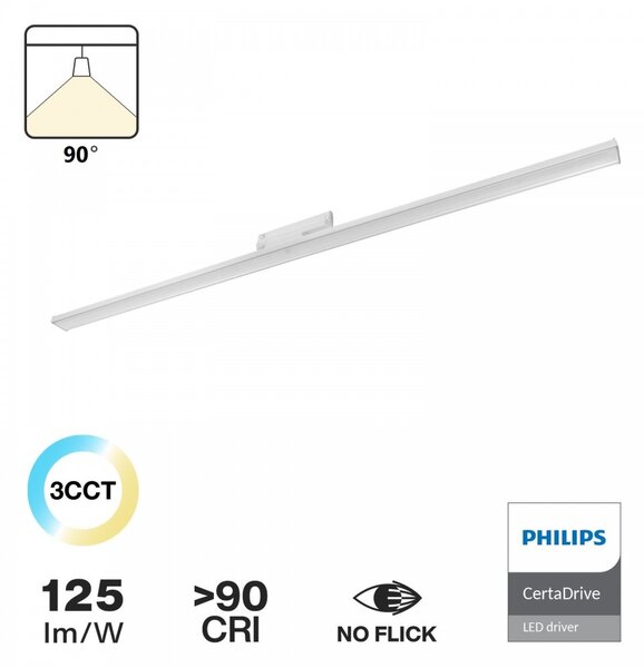 Lampada LED Lineare 42W per binario Trifase 120cm 90° bianca, PHILIPS certadrive CCT Colore Bianco Variabile CCT