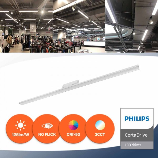 Lampada LED Lineare 42W per binario Trifase 120cm 90° bianca, PHILIPS certadrive CCT Colore Bianco Variabile CCT