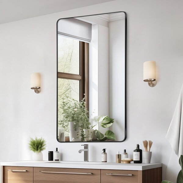Specchio rettangolare per il bagno - VEVRO specchio per il trucco 915x610x25mm - Specchio da parete per bagni moderni -