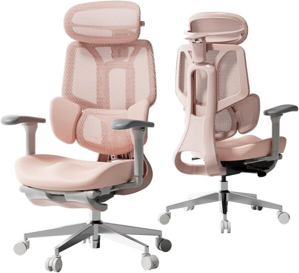 Sedia da ufficio ergonomica con supporto lombare a tre zone, poggiatesta regolabile in 4 dimensioni e braccioli regolabili in 6 dimensioni