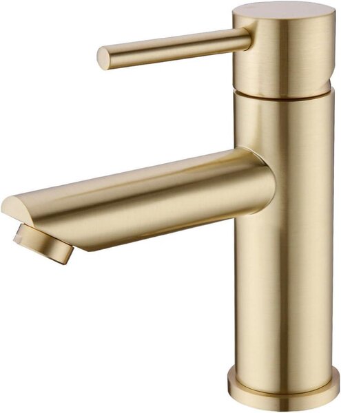 Rubinetto per lavabo in ottone con finitura dorata spazzolata, miscelatore monocomando per il bagno