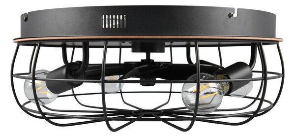 Plafoniera nera opaca e marrone con telecomando e ventilatore Trondheim – Reality