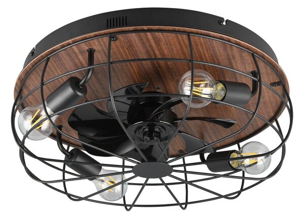 Plafoniera nera opaca e marrone con telecomando e ventilatore Trondheim – Reality