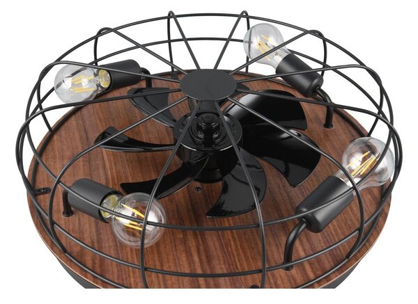 Plafoniera nera opaca e marrone con telecomando e ventilatore Trondheim – Reality