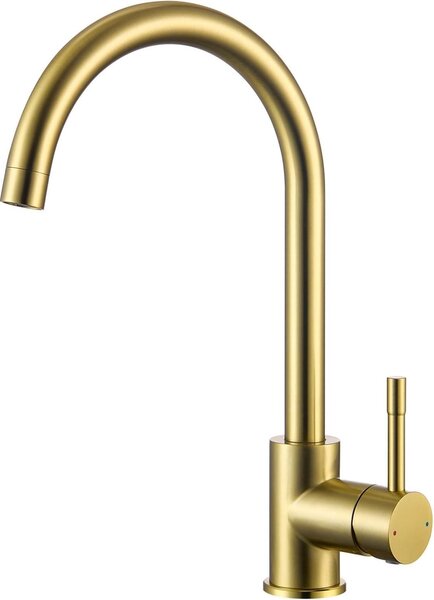 Rubinetto da cucina con beccuccio alto, girevole a 360°, miscelatore monocomando in acciaio inossidabile dorato
