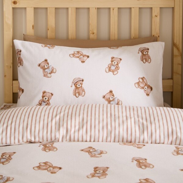 Set copripiumino e federa da bambini color crema in flanella per letto singolo 135x200 cm Brushed Teddy Bear – Catherine Lansfield